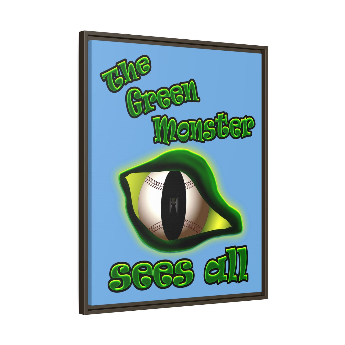 green monster - framed canvas art (light blue)