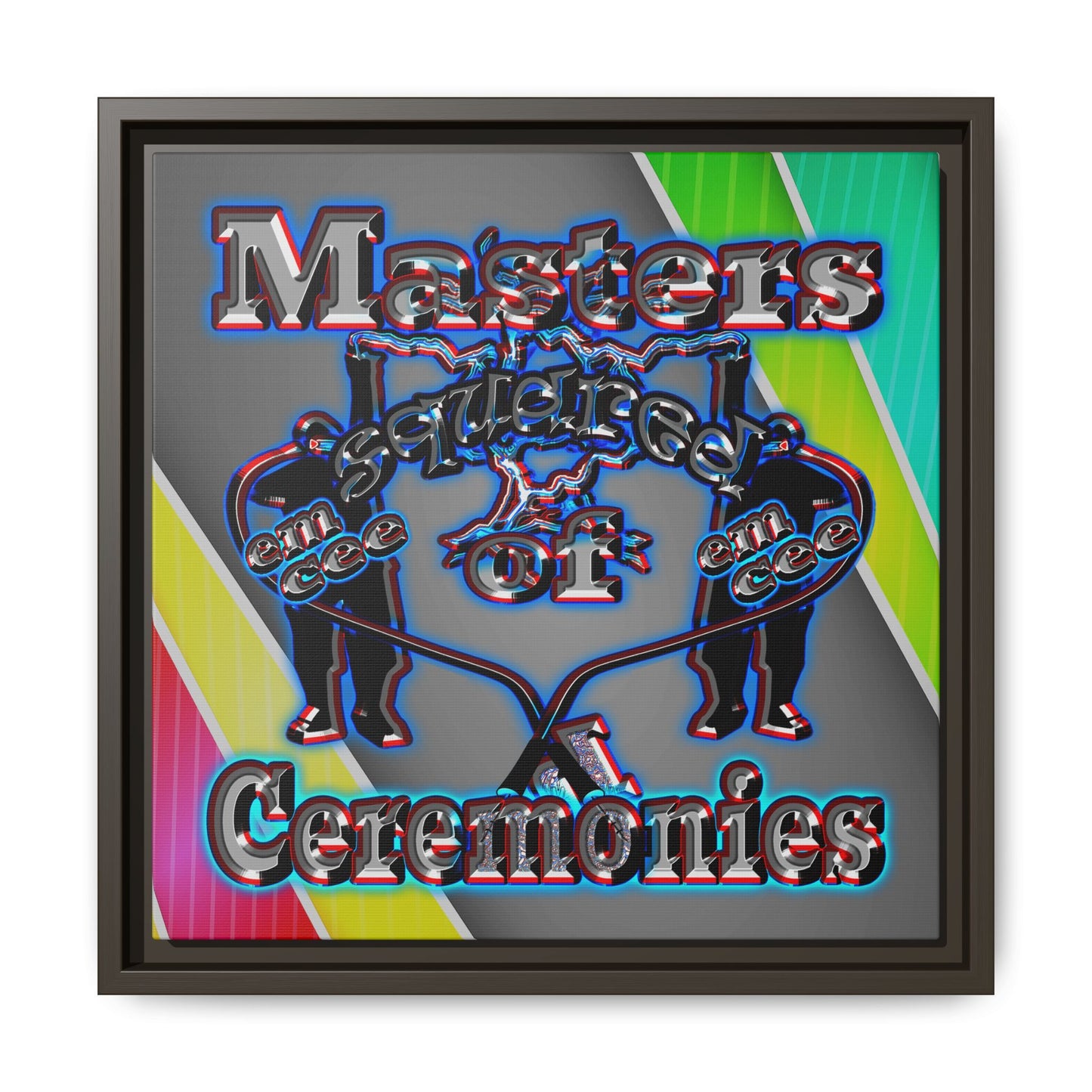 em cee squared - framed canvas art (rainbow split)