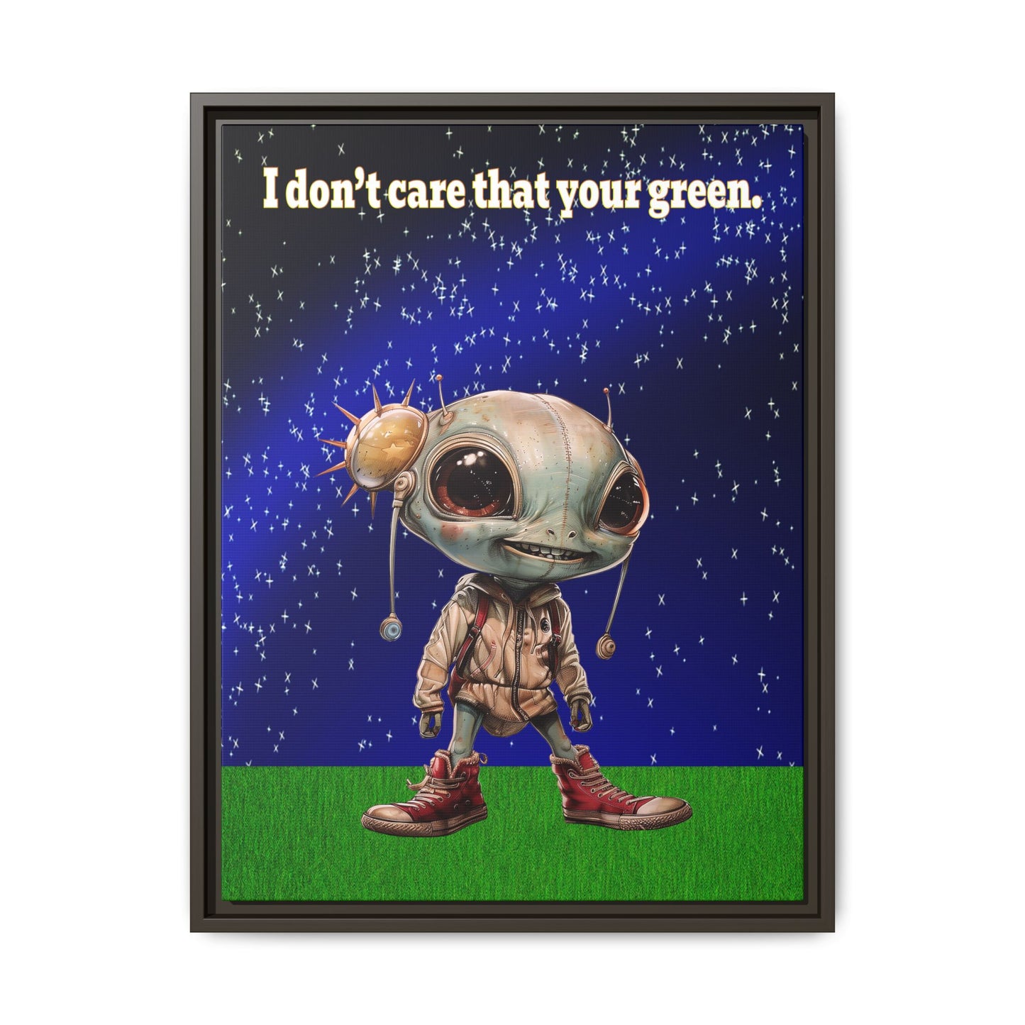 I don't care that your green - framed canvas art ('snoops' background)