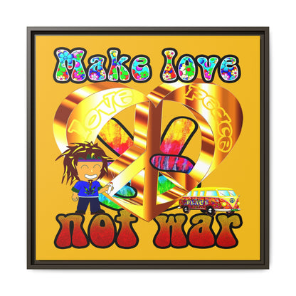 love peace - framed canvas art (yellow)