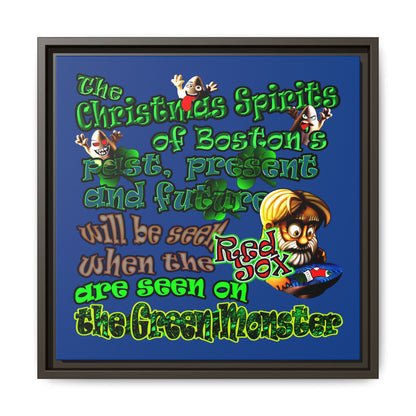 christmas spirits of boston - framed canvas art (dark blue)