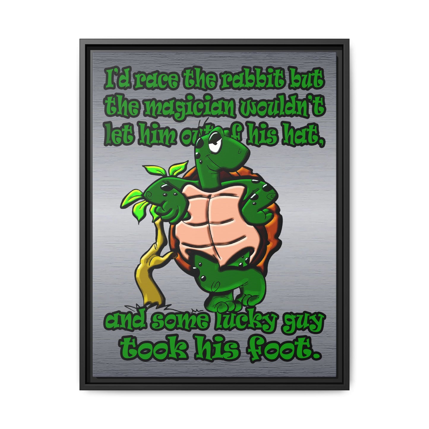 turtle race - framed canvas art (brushed nickel)