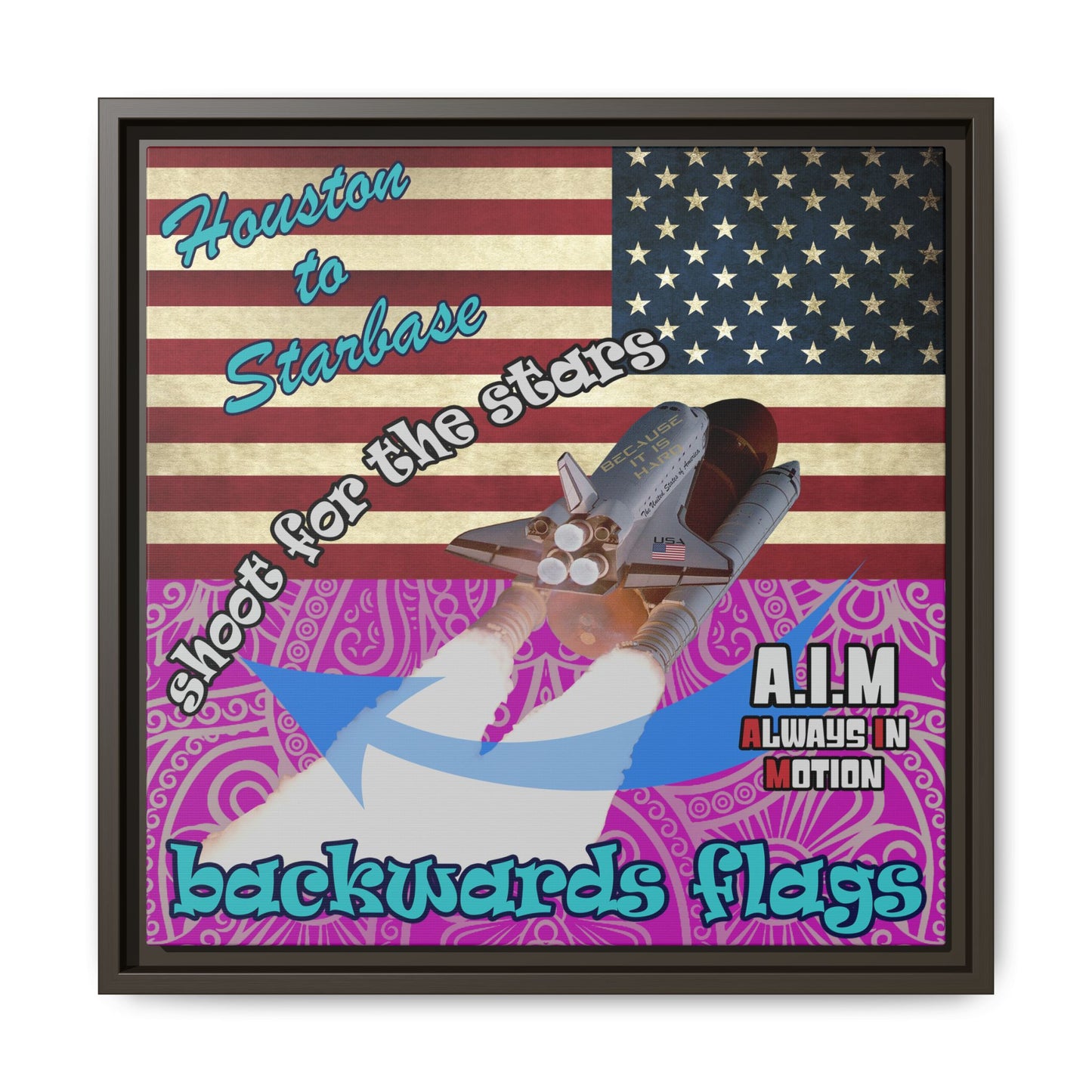 shoot for the stars - framed canvas art (pink swirl)