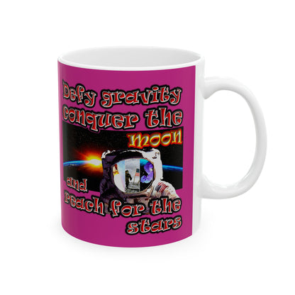 defy conquer reach - White Mug (pink)