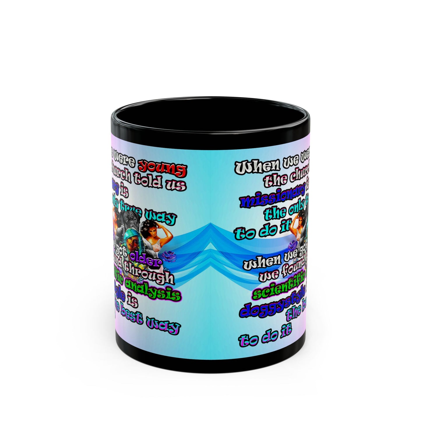 doggystyle - Black Mug (light blue-pink wave)