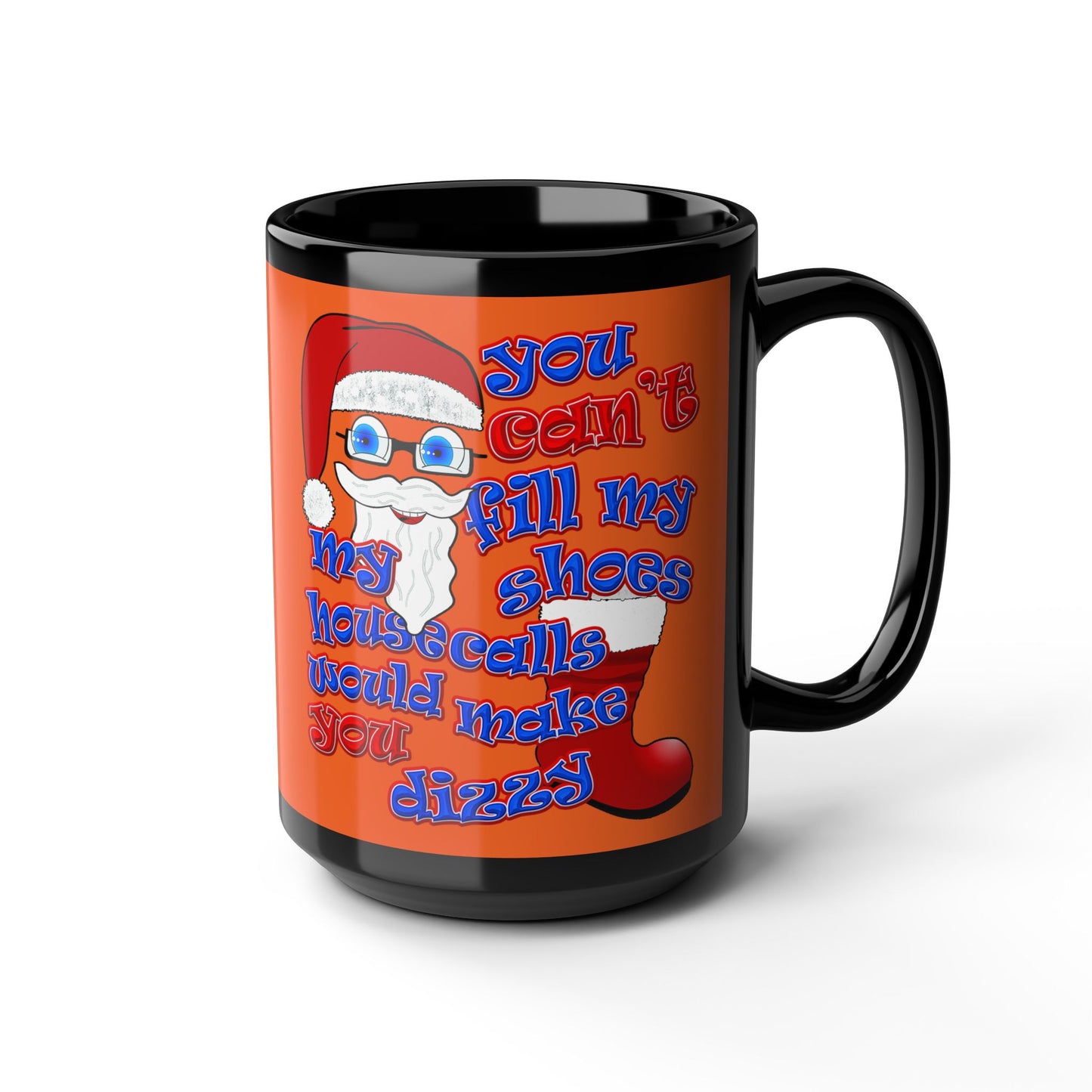 santa's shoes - Black Mug (orange)