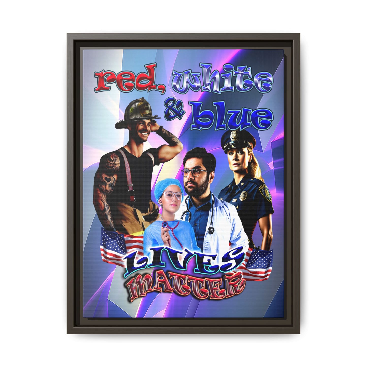 rw&b lives matter - framed canvas art (grey-pink wave)