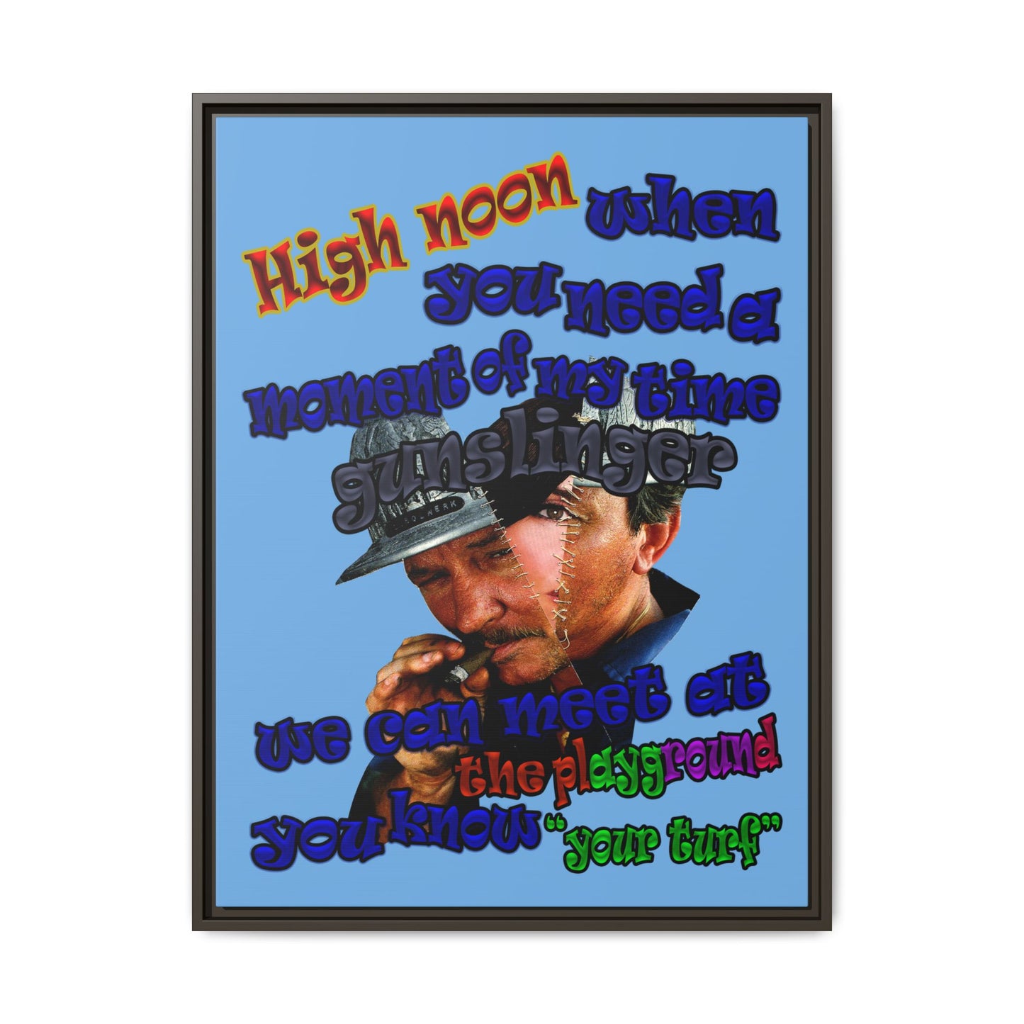 high noon - framed canvas art (light blue)