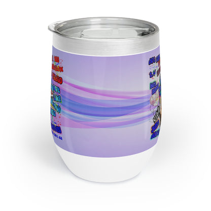 drop the beat - Chill Wine Tumbler  (light blue-pink wave)