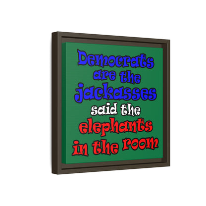 donkeys and elephants - framed canvas art (dark green)