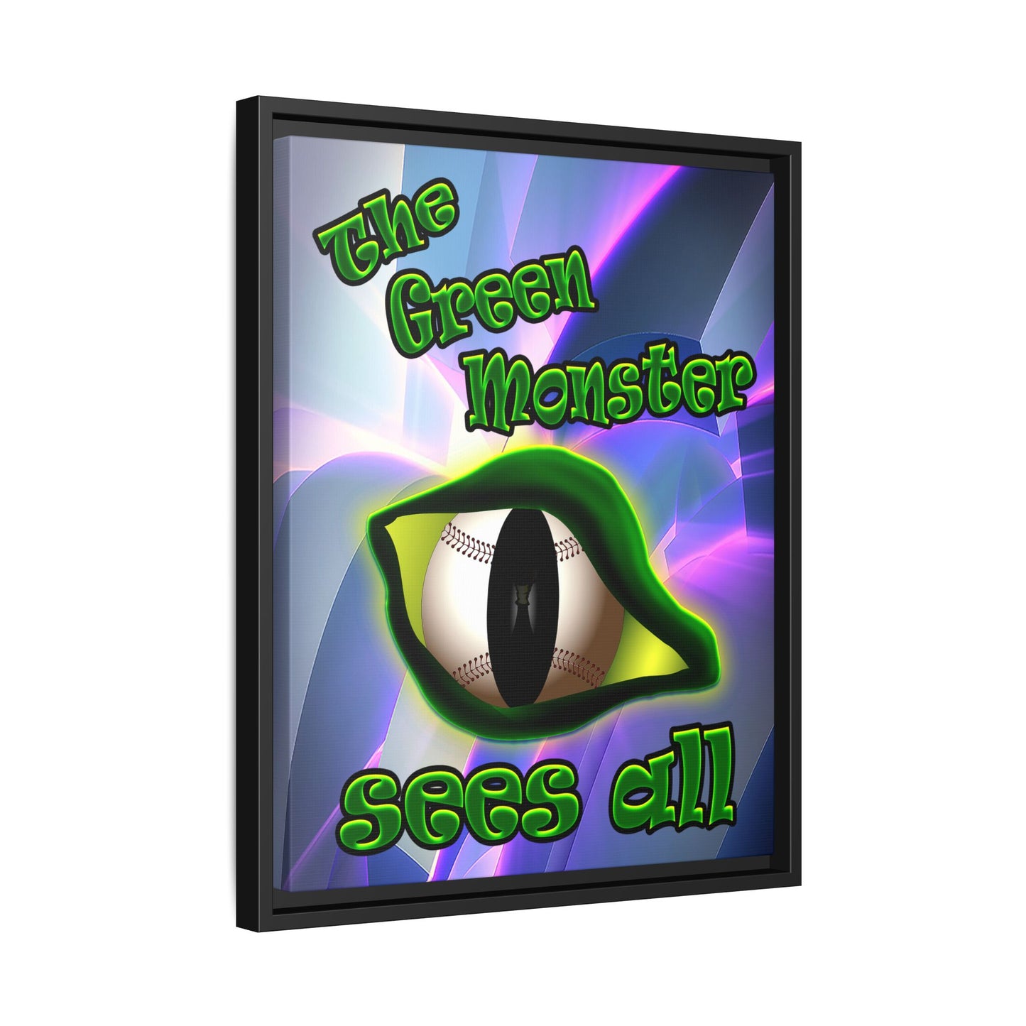 green monster - framed canvas art (grey-pink wave)