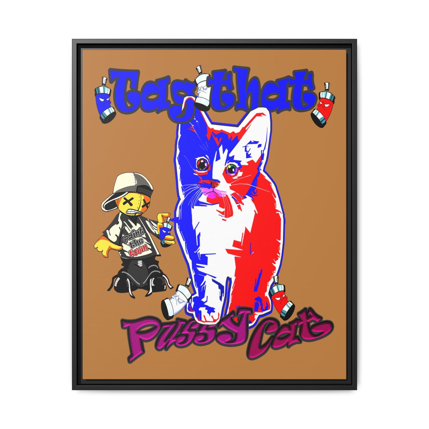 tag that - framed canvas art (light brown)