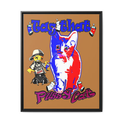 tag that - framed canvas art (light brown)