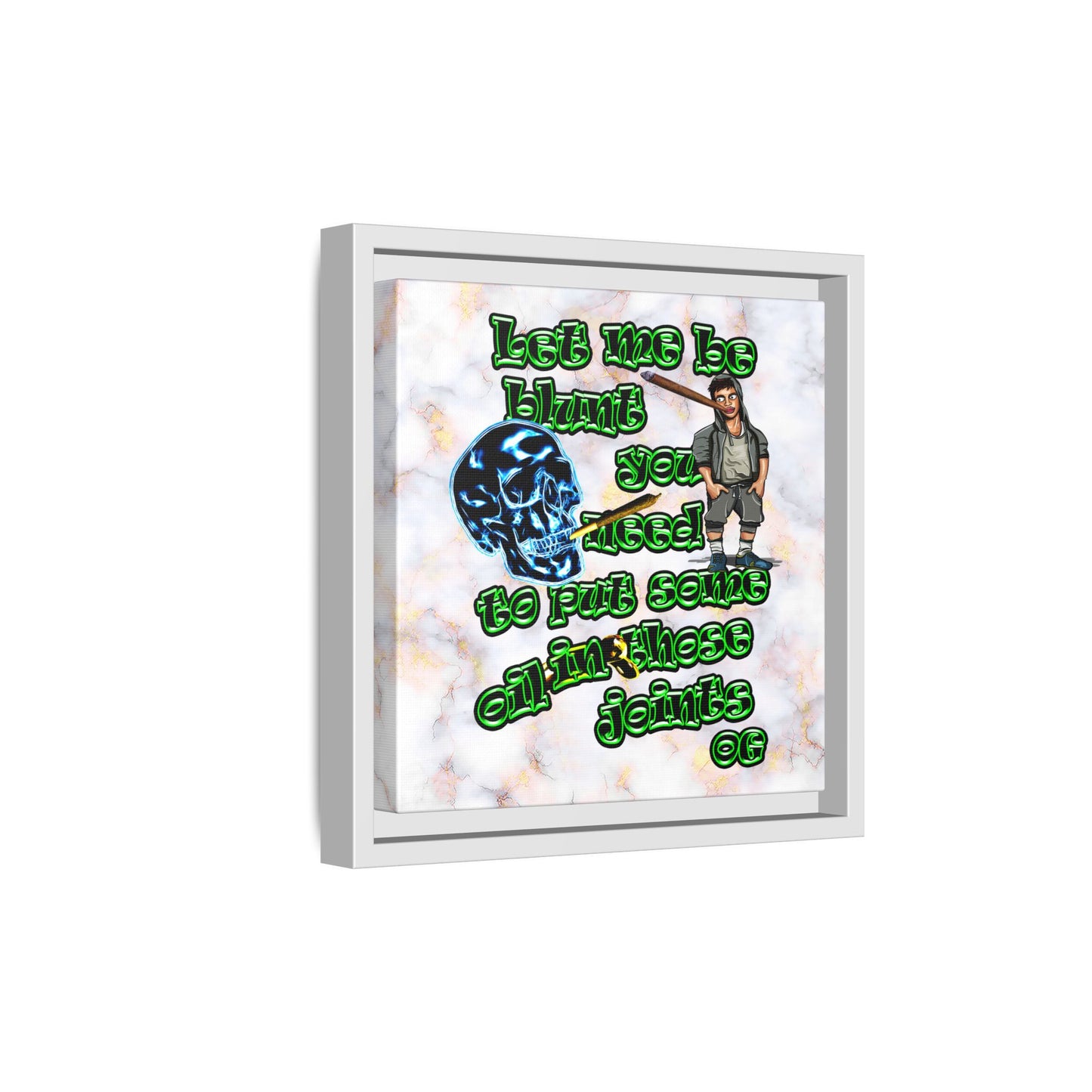 og - framed canvas art (white marble)