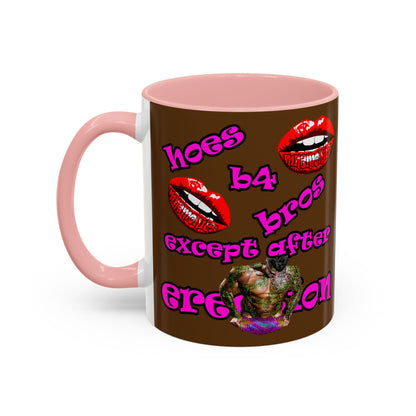 hoes b4 bros - Accent Mug (brown)