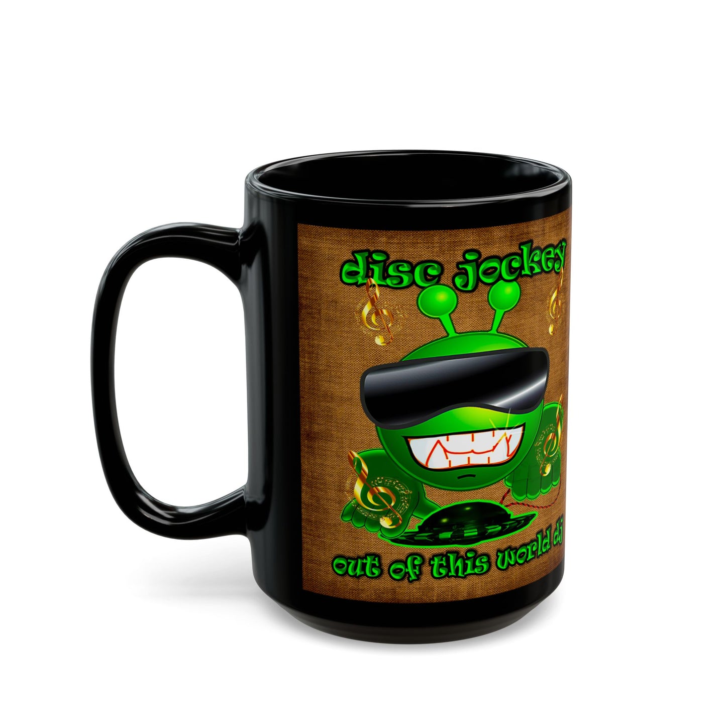 disc jockey - Black Mug (brown papyrus)
