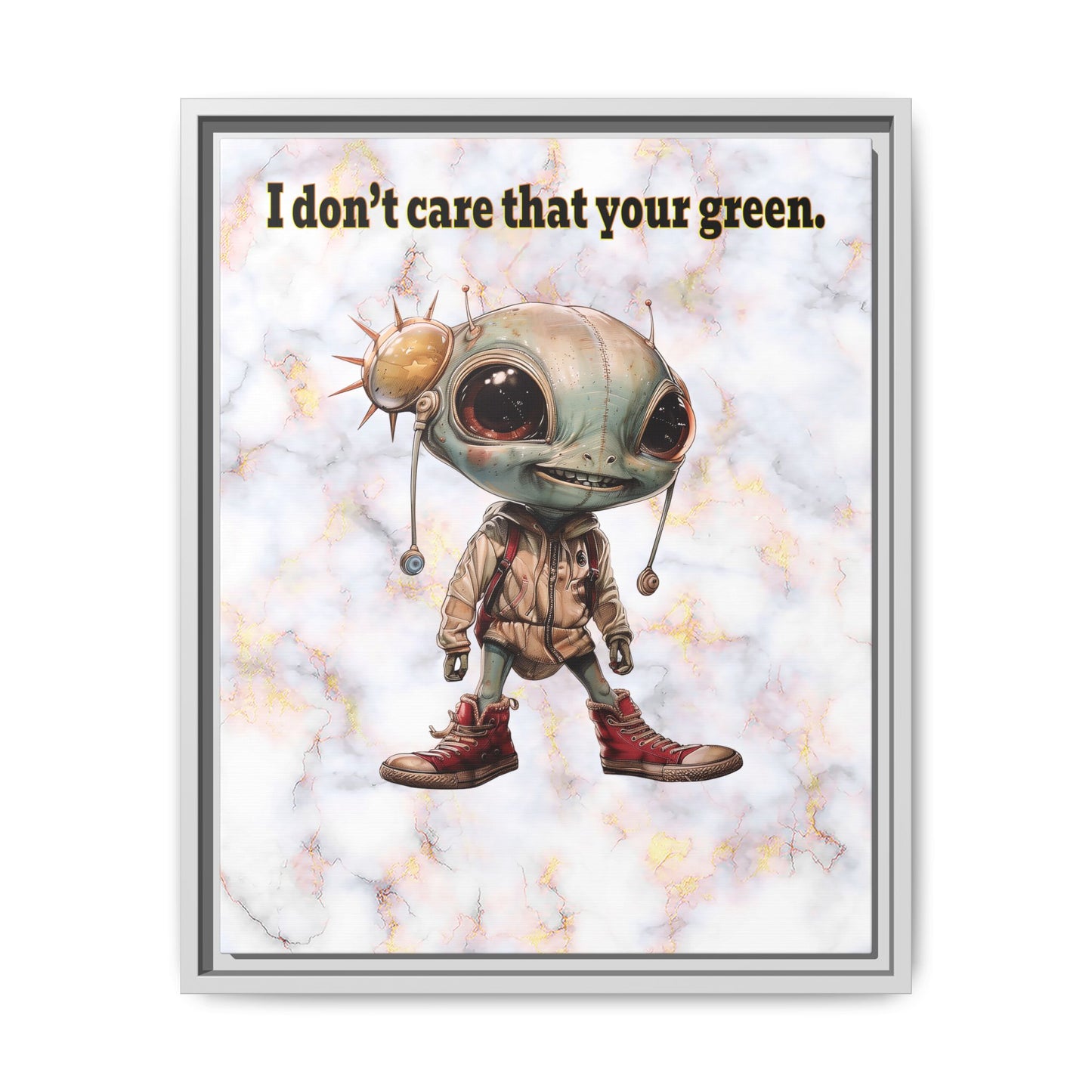 I don't care that your green - framed canvas art (white marble)