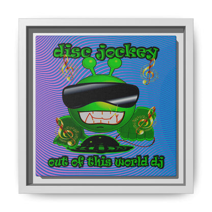 disc jockey - framed canvas art (light blue-purple wave)