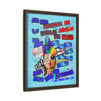 drop the beat - framed canvas art (faded blue)