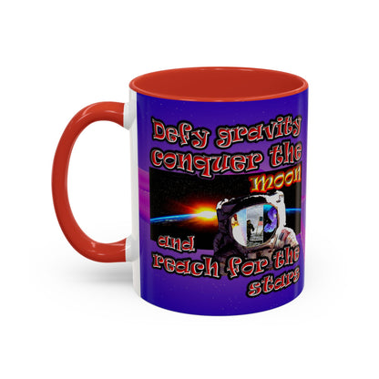 defy conquer reach - Accent Mug (purple-pink wave)