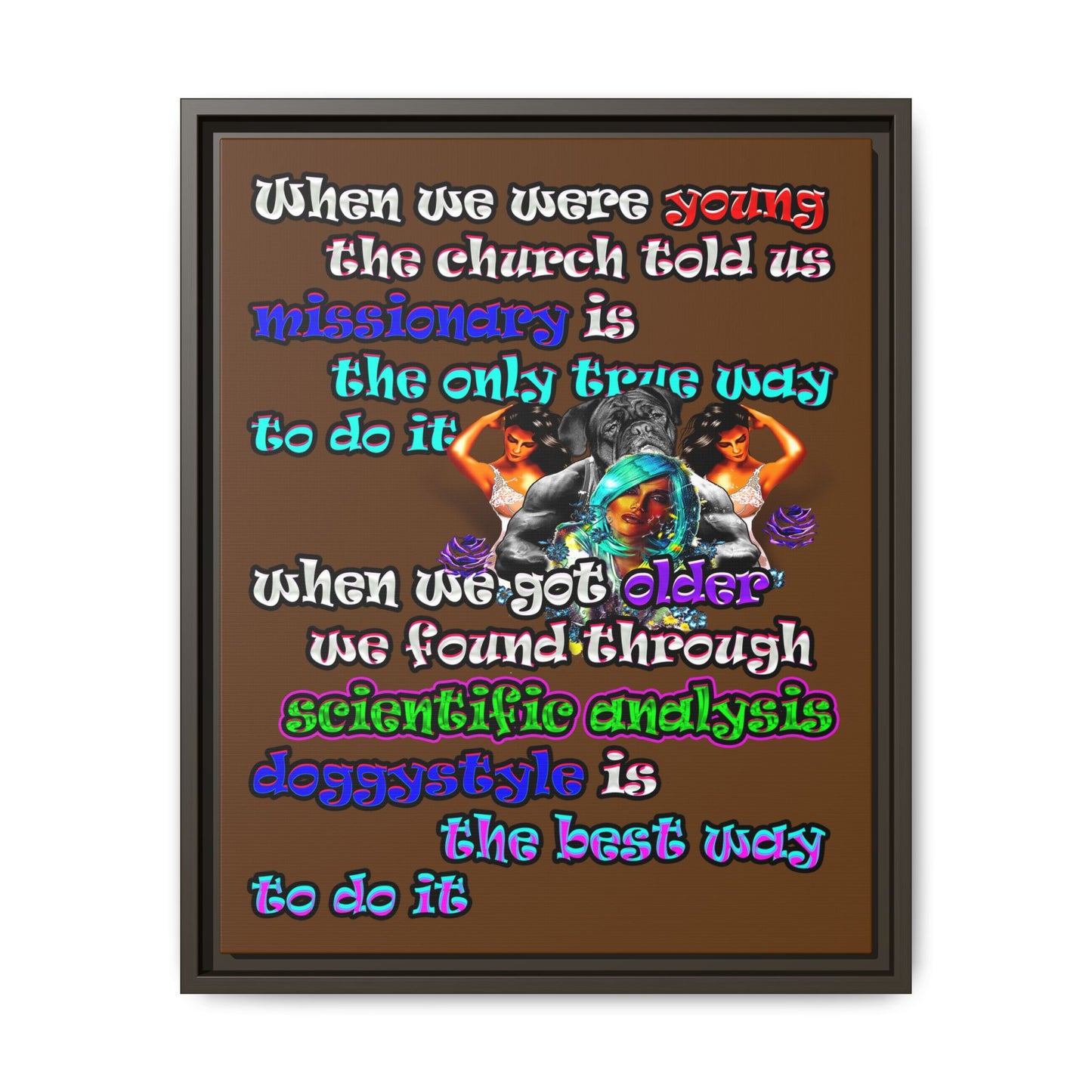 doggystyle - framed canvas art (brown)
