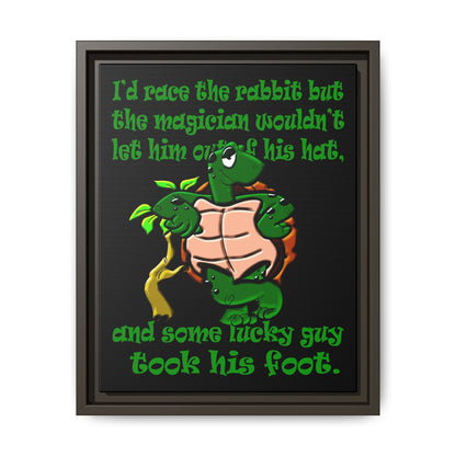 turtle race - framed canvas art (black)