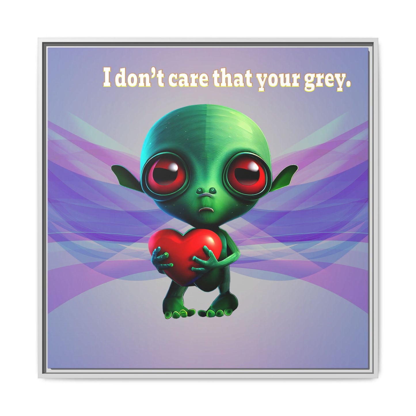 I don't care that your grey - framed canvas art (light blue-pink wave)