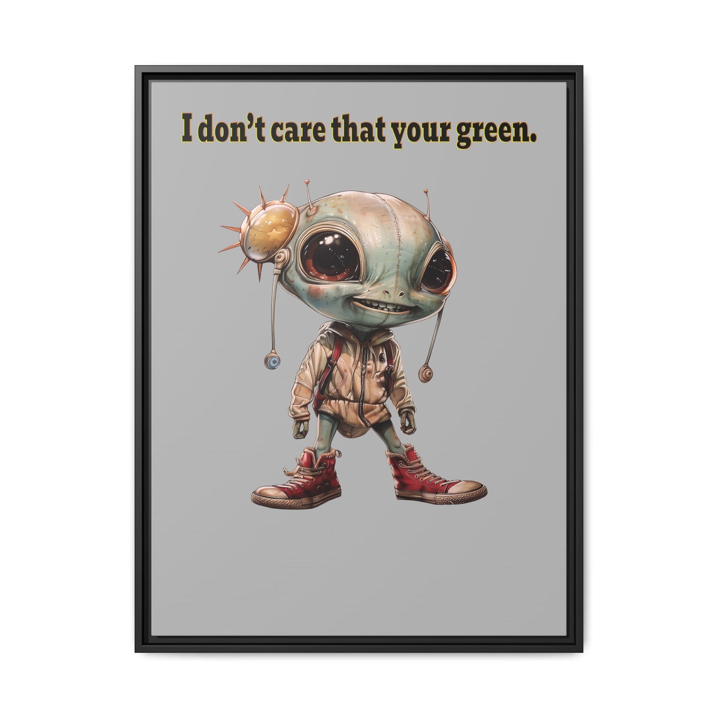 I don't care that your green - framed canvas art (light grey)