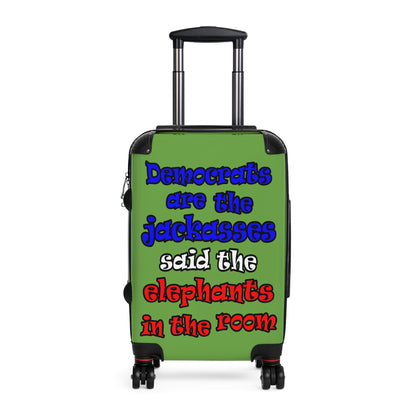donkeys and elephants - Suitcase (green)