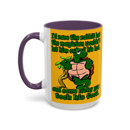 turtle race - Accent Mug (yellow)