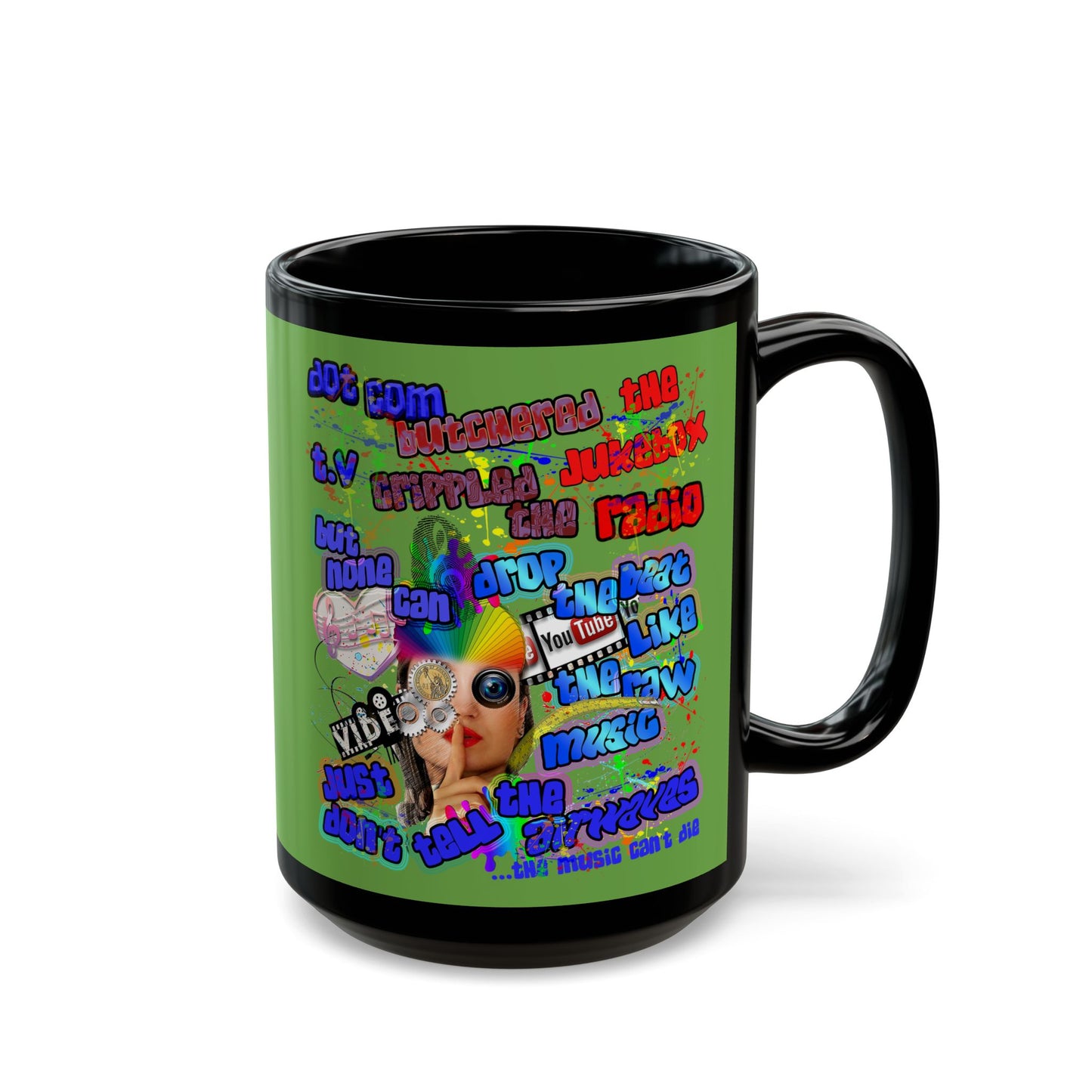 drop the beat - Black Mug (green)