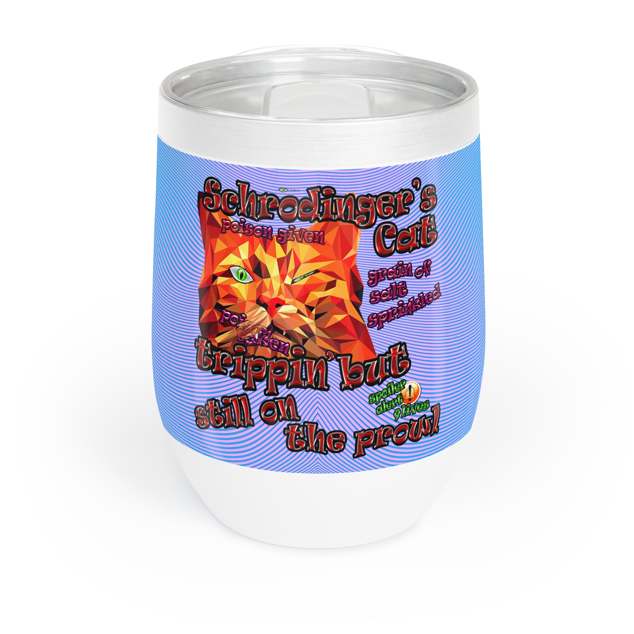 schrodinger's cat - Chill Wine Tumbler (light blue-purple wave)