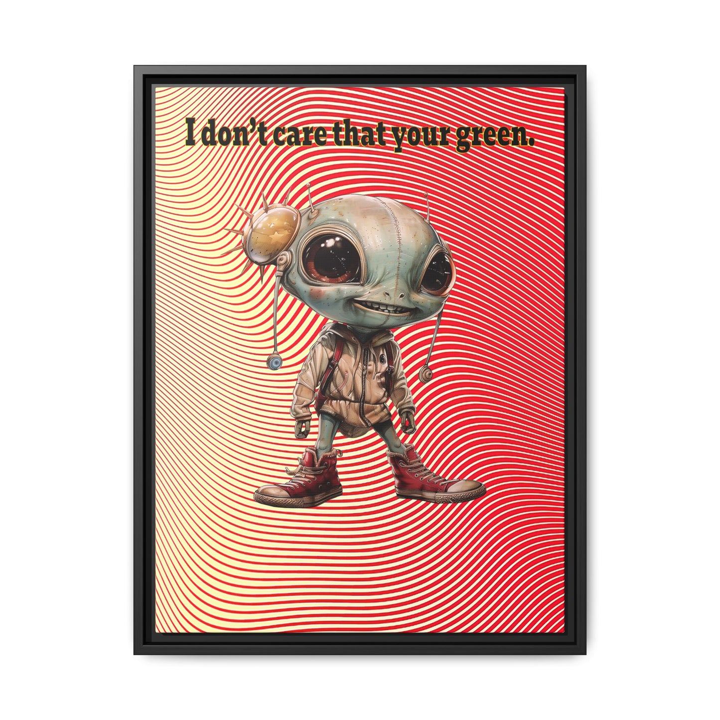 I don't care that your green - framed canvas art (yellow-orange wave)