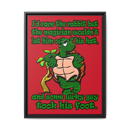 turtle race - framed canvas art (dark red)