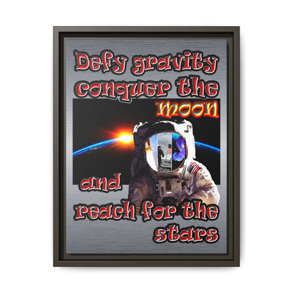defy conquer reach - framed canvas art (brushed nickel)