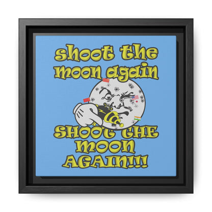 shoot the moon again - framed canvas art (light blue)