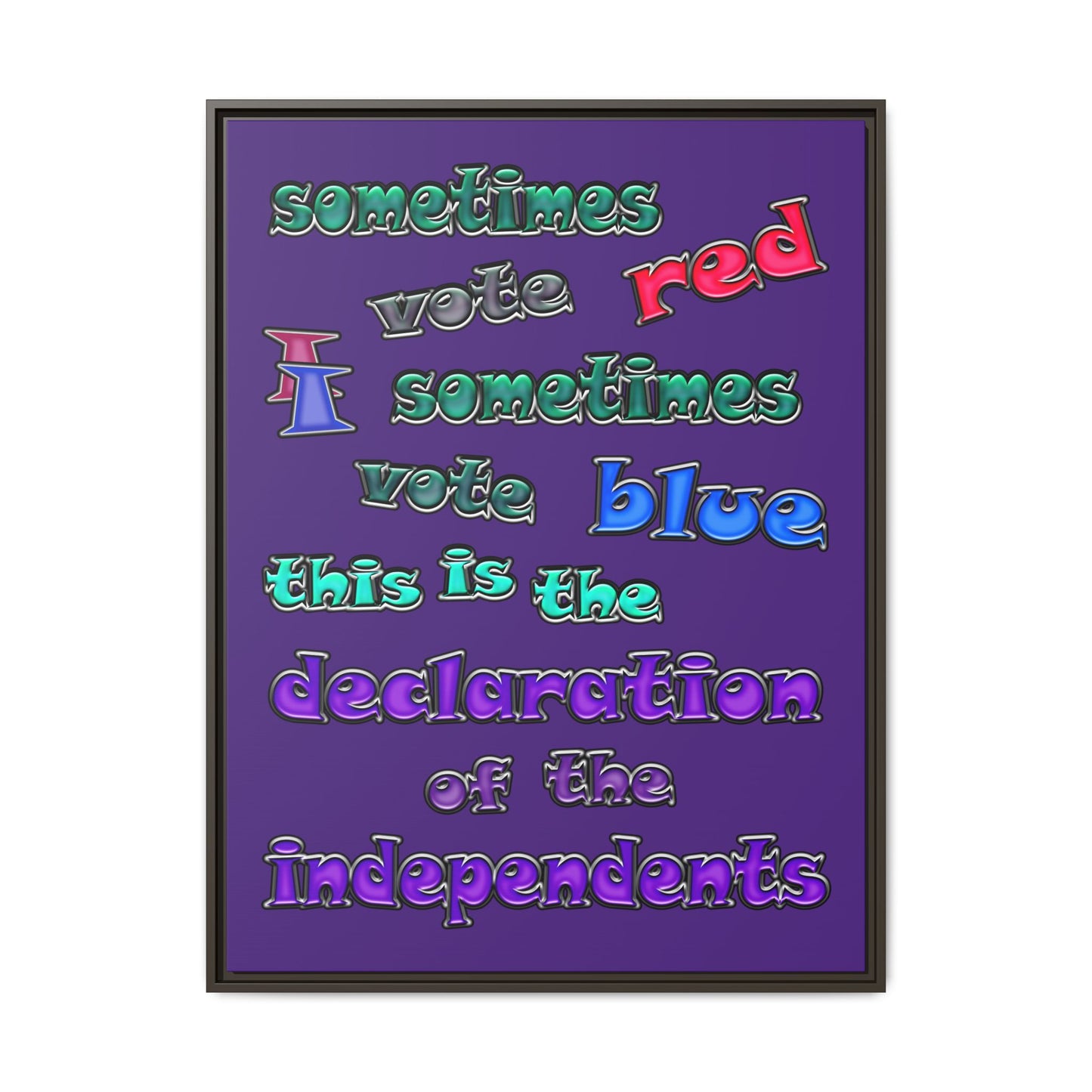 declaration of the independents - framed canvas art (purple)