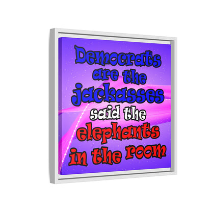 donkeys and elephants - framed canvas art (purple-pink wave)