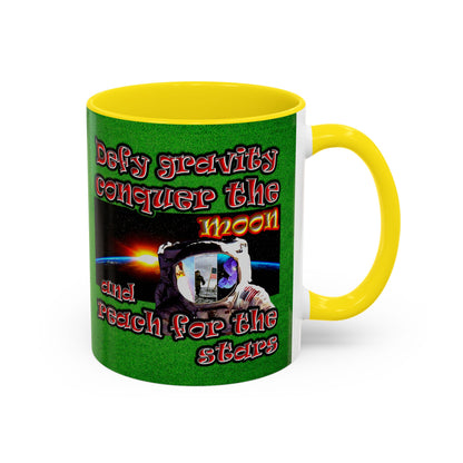 defy conquer reach - Accent Mug (green turf)