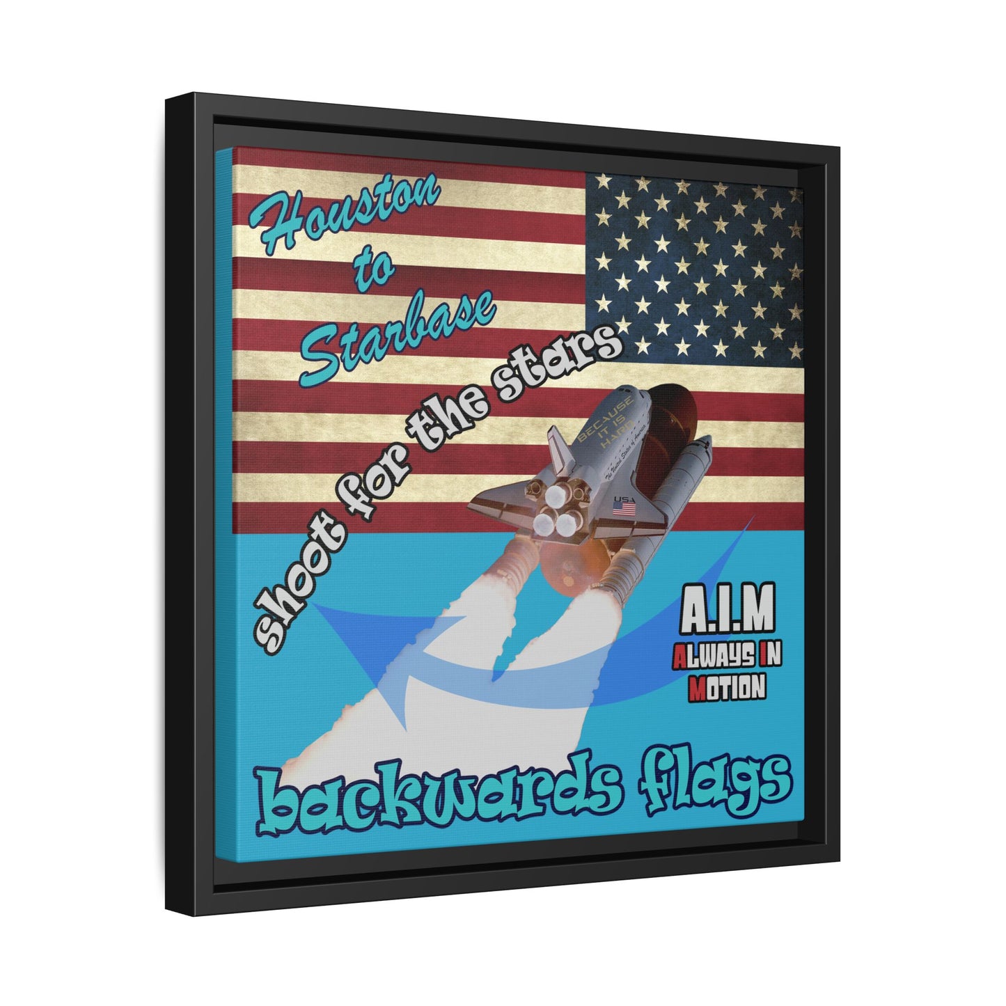 shoot for the stars - framed canvas art (turquoise)