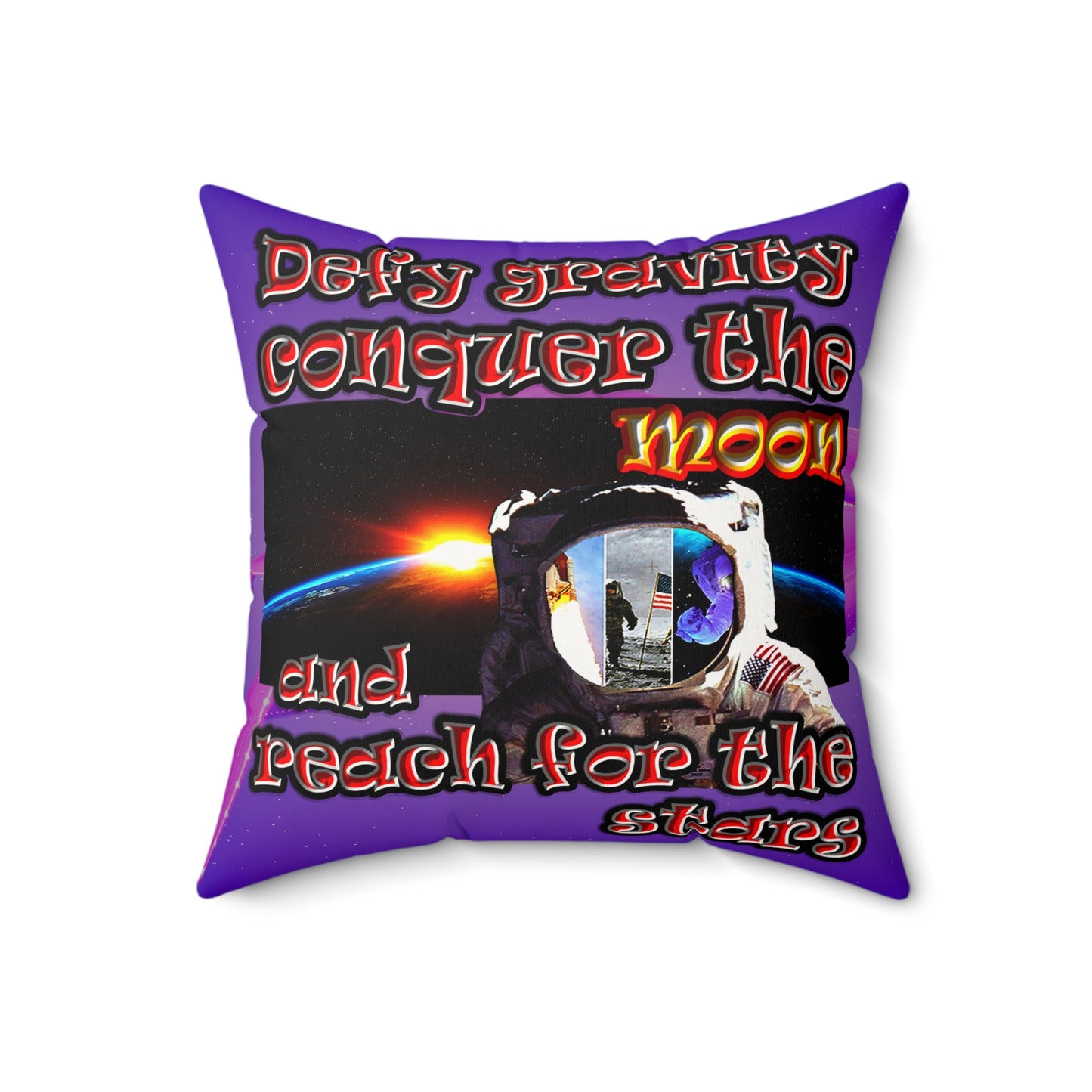 defy conquer reach - Faux Suede Square Pillow - (purple-pink wave)