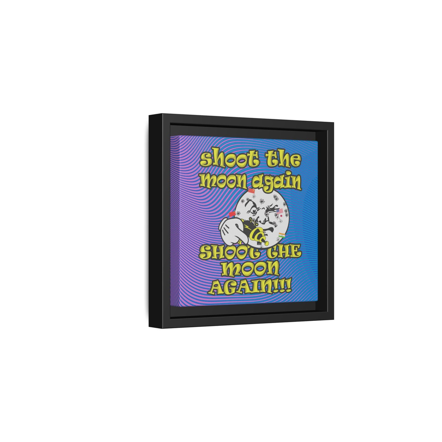 shoot the moon again - framed canvas art (light blue-purple wave)