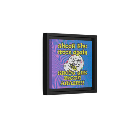 shoot the moon again - framed canvas art (light blue-purple wave)