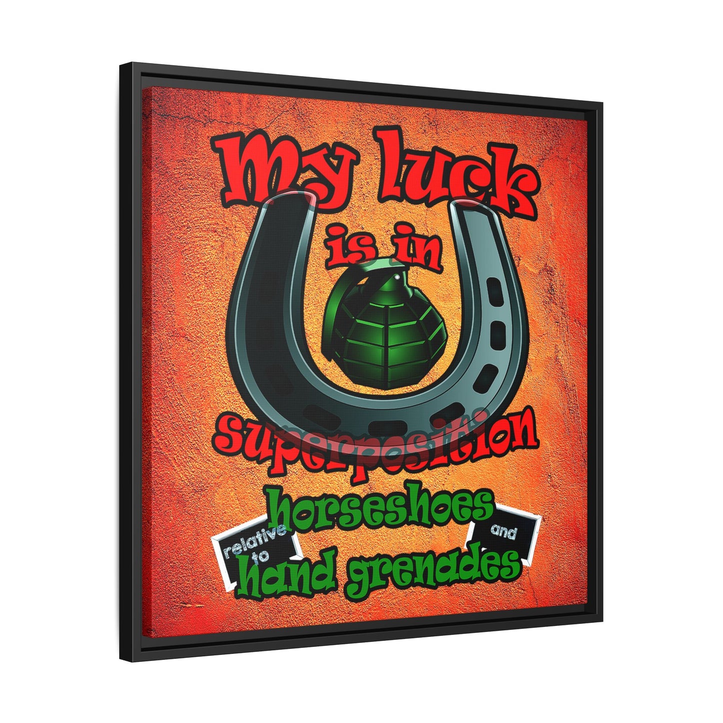 my luck - framed canvas art (burnt orange)