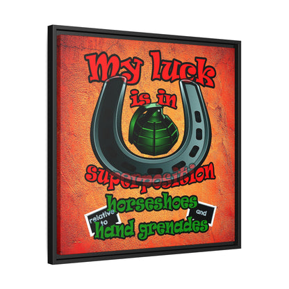 my luck - framed canvas art (burnt orange)