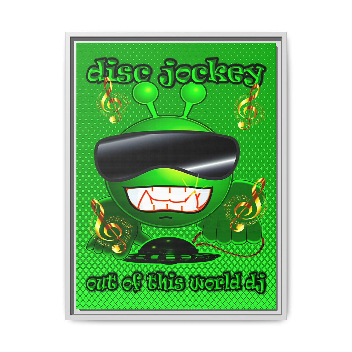 disc jockey - framed canvas art (logo green)