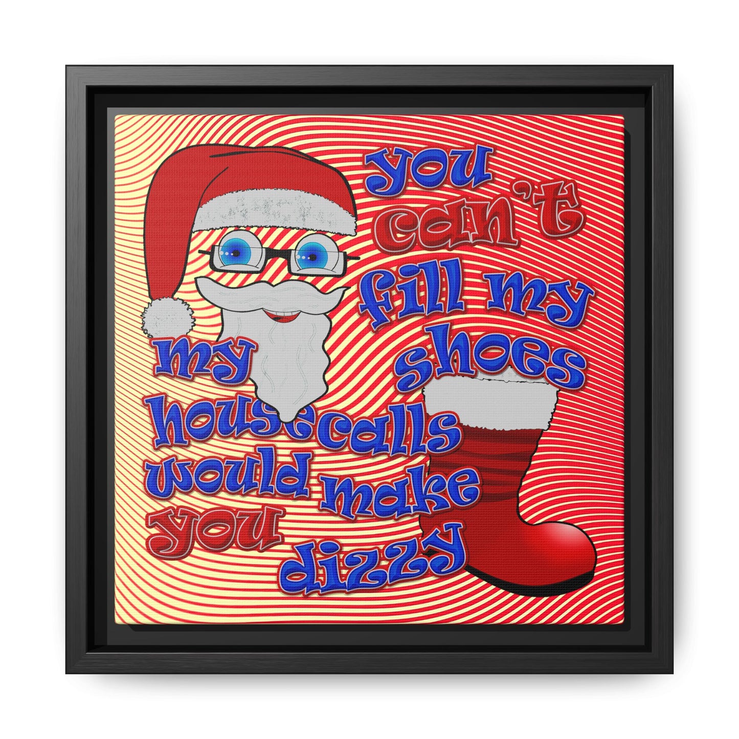 santa's shoes - framed canvas art (yellow-orange wave)