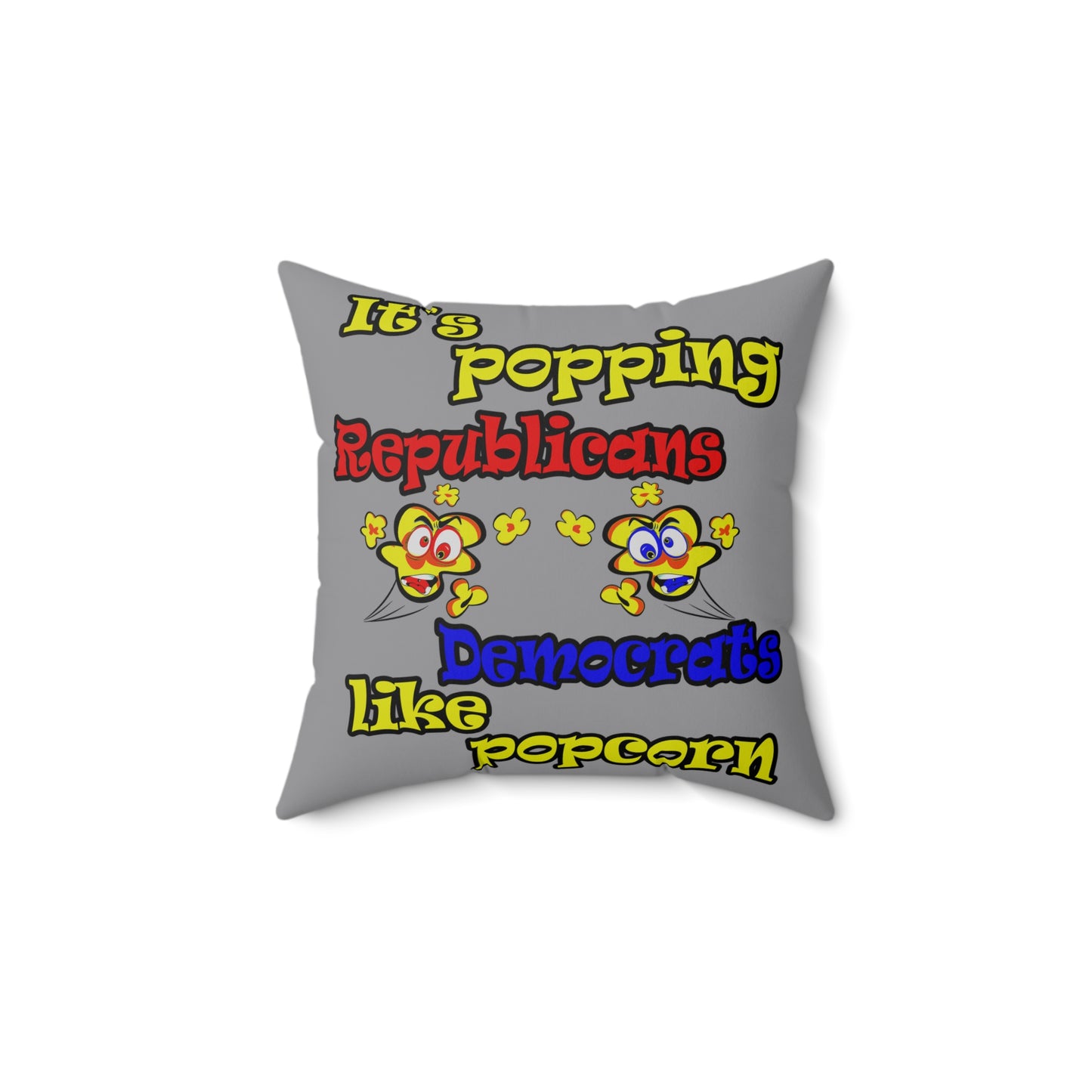 popping like popcorn - Spun Polyester Square Pillow - (grey)