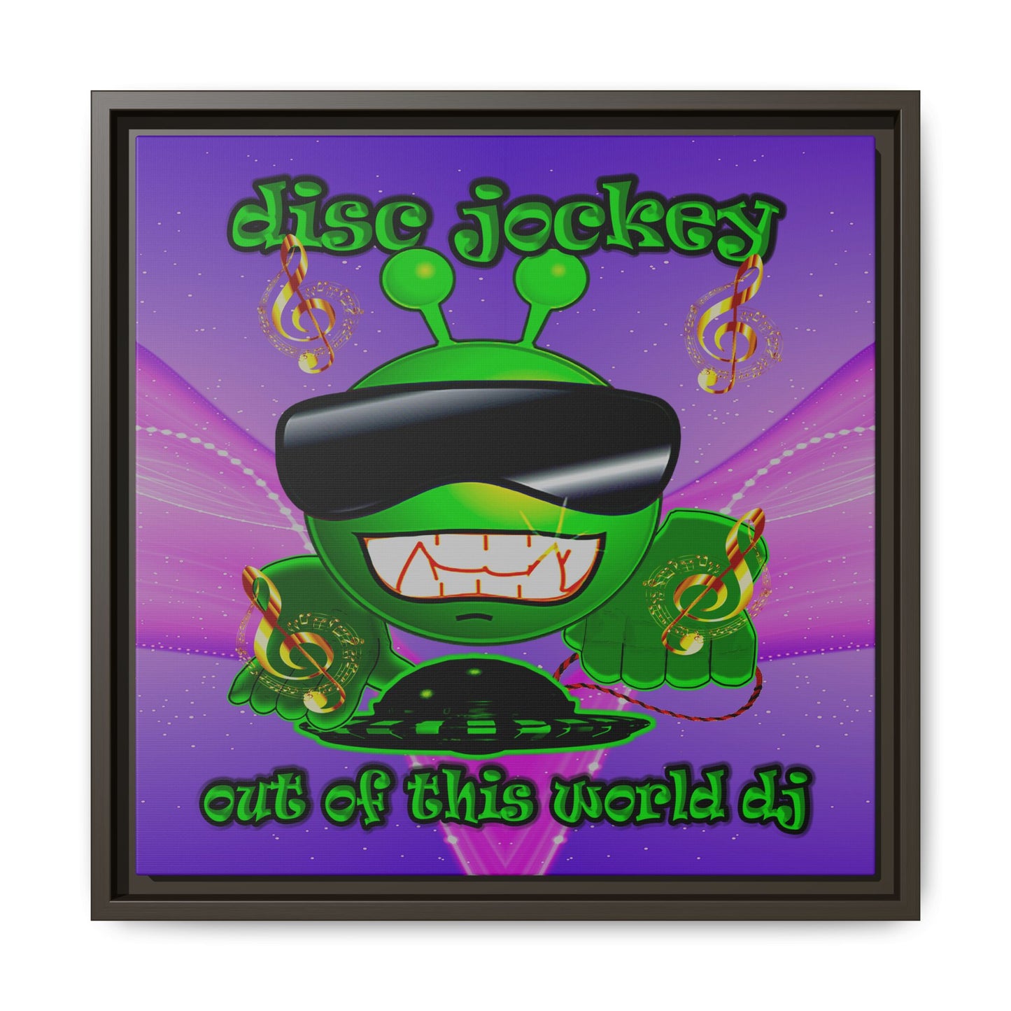 disc jockey - framed canvas art (purple-pink wave)