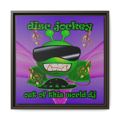 disc jockey - framed canvas art (purple-pink wave)